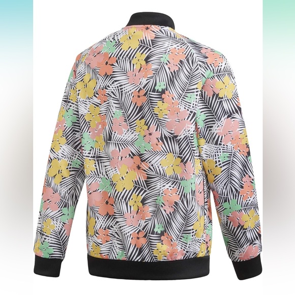 Adidas Originals Palm Tree Floral Print Girls Track Jacket - Size L - 13-14 Yrs - Picture 3 of 9
